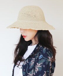 DHOLIC | スカラップペーパーヤーンハット(ハット)