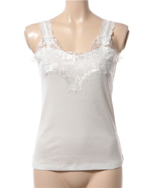 archives（アルシーヴ）の「レースキャミソール（Tシャツ/カットソー・レディース・オフホワイト/ブラック/グレー/マスタード・MEDIUM）」の2枚目の写真