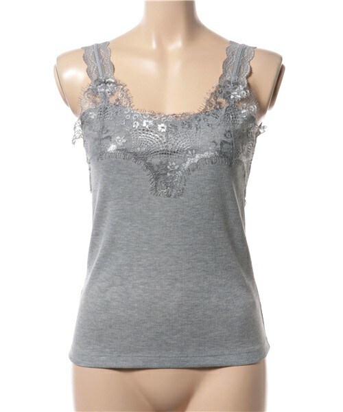 archives（アルシーヴ）の「レースキャミソール（Tシャツ/カットソー・レディース・オフホワイト/ブラック/グレー/マスタード・MEDIUM）」の3枚目の写真