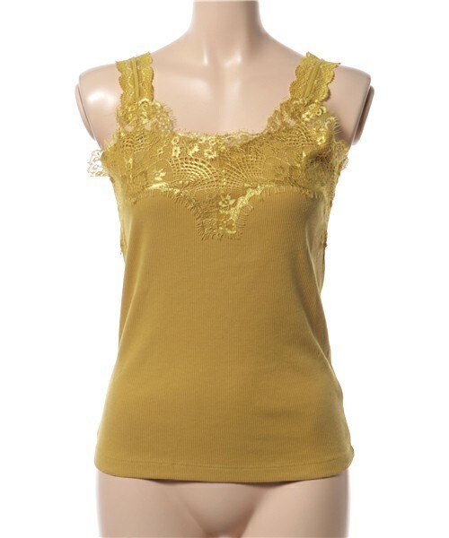 archives（アルシーヴ）の「レースキャミソール（Tシャツ/カットソー・レディース・オフホワイト/ブラック/グレー/マスタード・MEDIUM）」の4枚目の写真