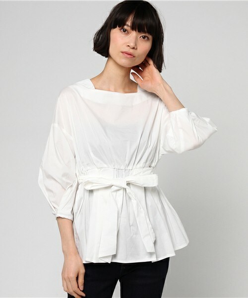 archives(アルシーヴ)の「タイプライターペプラムブラウス(シャツ/ブラウス・レディース・ホワイト/ブラック/マスタード・MEDIUM)」の2枚目の写真