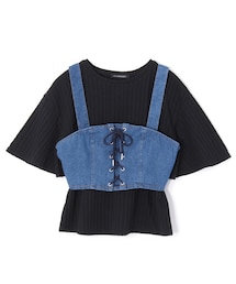 PAGEBOY | インナーTシャツ&編み上げビスチェセット(トップス)