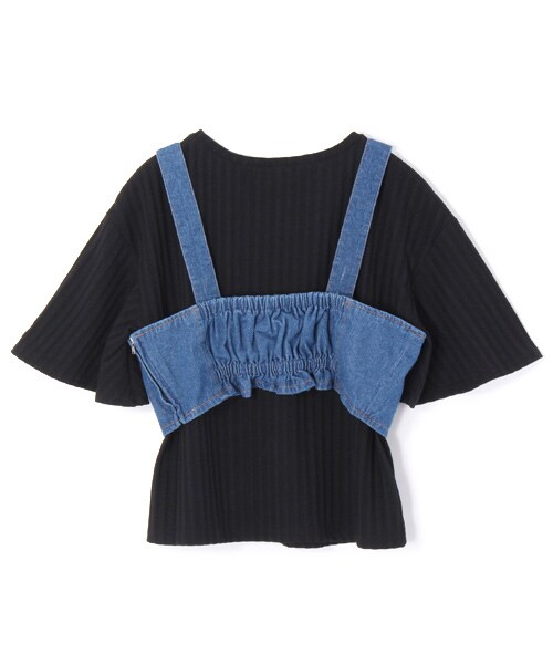 PAGEBOY(ページボーイ)の「インナーTシャツ&編み上げビスチェセット(トップス・レディース・ダークブラウン/ブルー/グリーン系)」の4枚目の写真