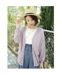 F i.n.t | UV加工Vネック腰丈ニットカーディガン/F&A(カーディガン/ボレロ)