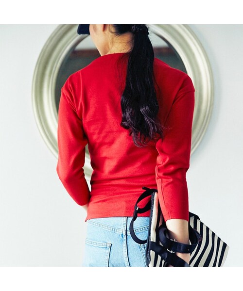 L'Ancre(アンカー)の「L'Ancre (アンカー)ドレスTシャツ(Tシャツ/カットソー・レディース・レッド/ネイビー・38(M))」の1枚目の写真