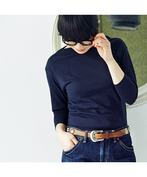 L'Ancre(アンカー)の「L'Ancre (アンカー)ドレスTシャツ(Tシャツ/カットソー・レディース・レッド/ネイビー・38(M))」の2枚目の写真