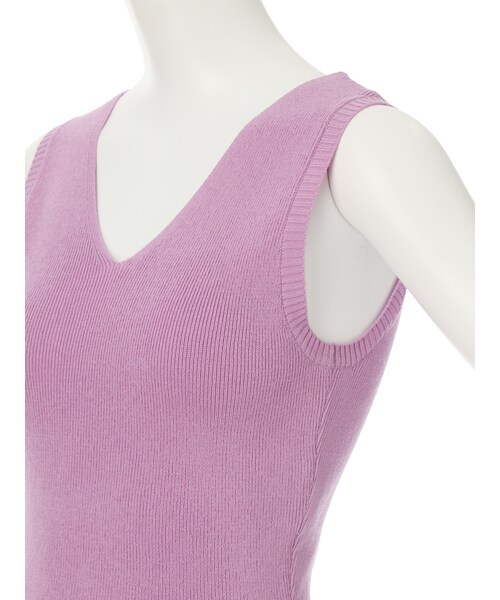 MURUA（ムルーア）の「【2017年春新作】サマーニットミニマルタンクトップ（トップス・レディース・ホワイト/ブラック/オレンジ/ラベンダー・F）」の14枚目の写真