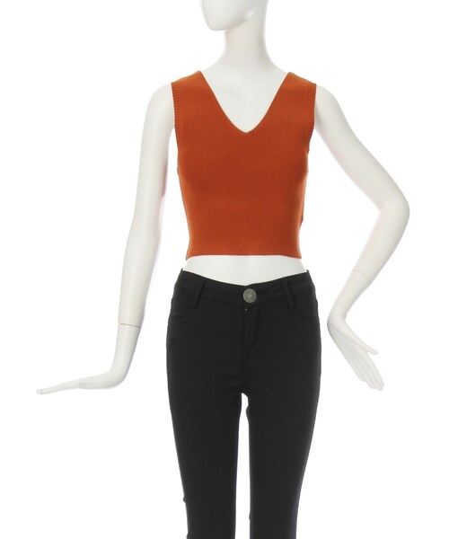 MURUA（ムルーア）の「【2017年春新作】サマーニットミニマルタンクトップ（トップス・レディース・ホワイト/ブラック/オレンジ/ラベンダー・F）」の4枚目の写真