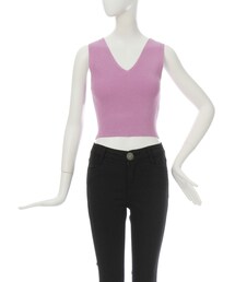 MURUA | 【2017年春新作】サマーニットミニマルタンクトップ(トップス)