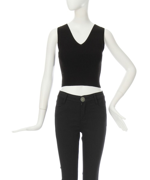 MURUA（ムルーア）の「【2017年春新作】サマーニットミニマルタンクトップ（トップス・レディース・ホワイト/ブラック/オレンジ/ラベンダー・F）」の2枚目の写真