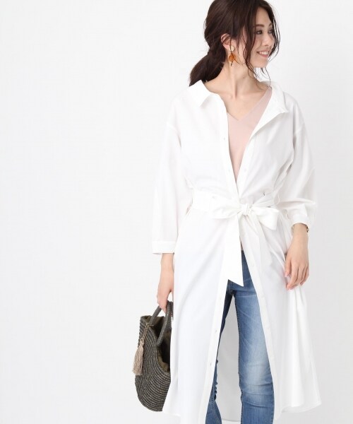 Andemiu（アンデミュウ）の「２ＷＡＹシャツディガン（ワンピース/ドレス・ホワイト/オフホワイト/カーキ）」の2枚目の写真