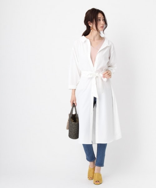 Andemiu（アンデミュウ）の「２ＷＡＹシャツディガン（ワンピース/ドレス・ホワイト/オフホワイト/カーキ）」の4枚目の写真