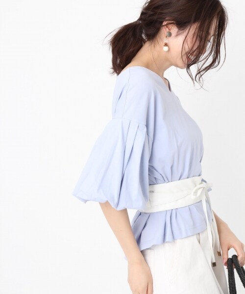 Andemiu（アンデミュウ）の「バルーンスリーブＴＯＰＳ（トップス・ホワイト/ピンク/ライトブルー）」の3枚目の写真