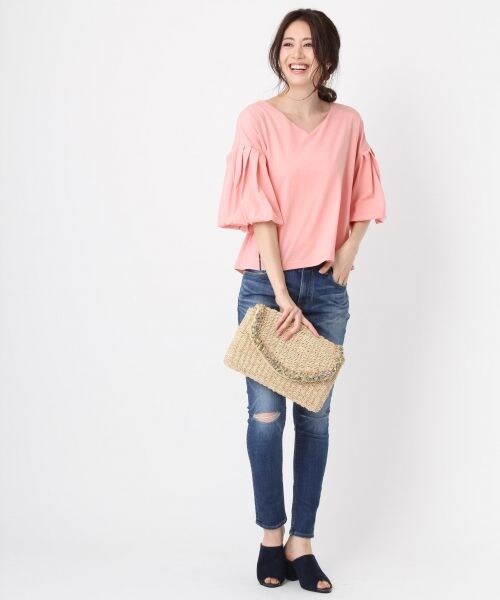 Andemiu（アンデミュウ）の「バルーンスリーブＴＯＰＳ（トップス・ホワイト/ピンク/ライトブルー）」の5枚目の写真