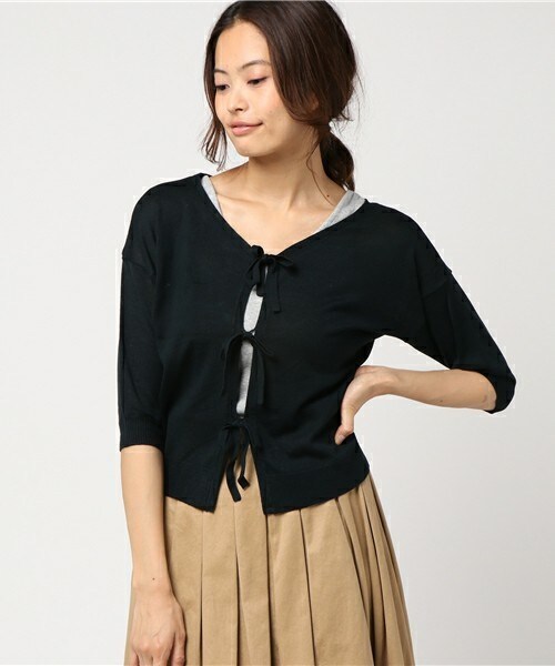 archives（アルシーヴ）の「2Wayカーデ（カーディガン/ボレロ・レディース・オフホワイト/ブラック/イエロー・MEDIUM）」の3枚目の写真