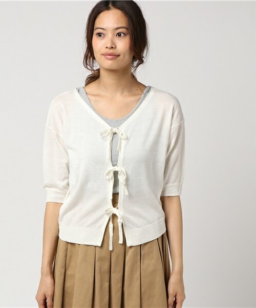 archives（アルシーヴ）の「2Wayカーデ（カーディガン/ボレロ・レディース・オフホワイト/ブラック/イエロー・MEDIUM）」の4枚目の写真