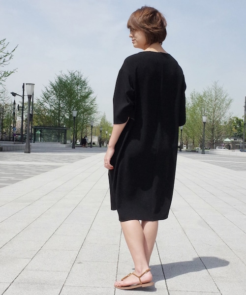 DEUXIEME CLASSE ネイビー トリアセジョーゼット　半袖ワンピース Deuxieme Classe（ドゥーズィエムクラス）の「トリアセジョー