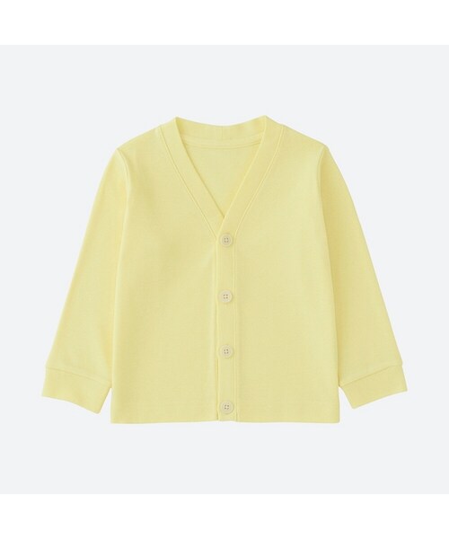 UNIQLO（ユニクロ）の「コットンVネックカーディガン（長袖）（その他トップス・キッズ・NAVY 69/GRAY 04/YELLOW 41/NATURAL 30・80/90/100）」の4枚目の写真