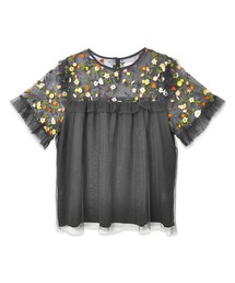 flower | crazy flower emb top～ｸﾚｲｼﾞｰﾌﾗﾜｰｴﾝﾌﾞﾛｲﾀﾞﾘｰﾄｯﾌﾟ(Tシャツ/カットソー)