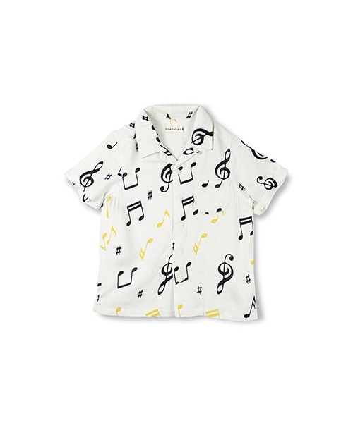 BRANSHES（ブランシェス）の「音符柄アロハシャツ（シャツ/ブラウス・キッズ・ブラック/オフホワイト・90～150）」の2枚目の写真