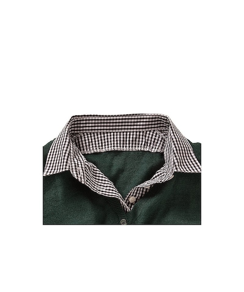 シロップ．（シロップ．）の「重ね着してる？　シャツとくっついたＶネックカーデ風トップス（グリーン）（その他トップス・レディース・グリーン/ブラック/ホワイト・S/M/L/LL/3L）」の2枚目の写真