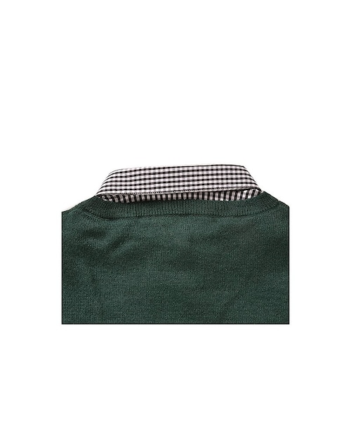 シロップ．（シロップ．）の「重ね着してる？　シャツとくっついたＶネックカーデ風トップス（グリーン）（その他トップス・レディース・グリーン/ブラック/ホワイト・S/M/L/LL/3L）」の3枚目の写真