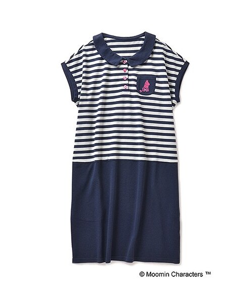 シロップ シロップ の ムーミンと仲間たち ボーダーと無地のカノコポロワンピース ムーミンママ ワンピース Wear