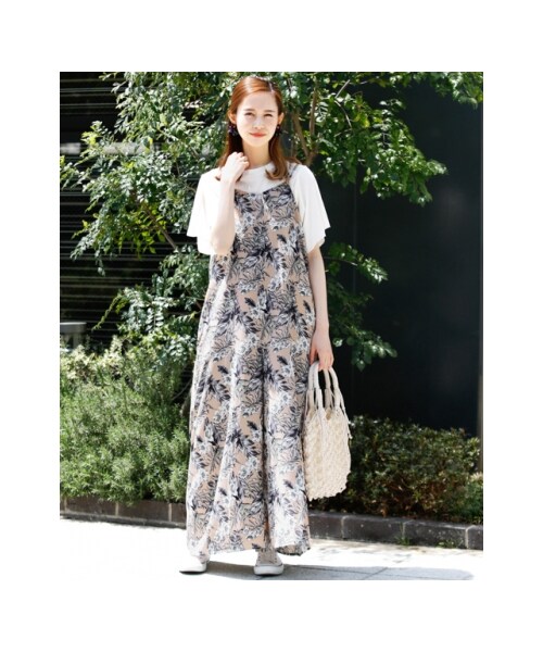 KBF（ケイビーエフ）の「【予約】リゾート柄サロペット（その他・レディース・PINK BEIGE/OFF/YELLOW・one）」の4枚目の写真