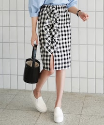 DHOLIC | 2TYPEフリルラインタイトミディスカート(スカート)