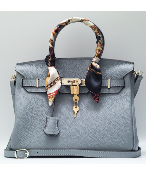 ハンドバッグ カデナ 南京錠 金色 レザー 本革 ブラウン 茶色 ノーブランド ハンドバッグ カデナ 南京錠 金色 レザー 本革 ブラウン 茶色