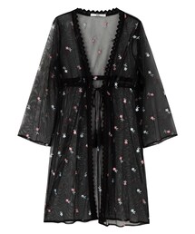 GRL | 花刺繍チュールロングガウン(カーディガン/ボレロ)