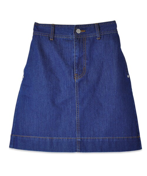 flower（フラワー）の「glossy denim skirt～ｸﾞﾛｯｼｰﾃﾞﾆﾑｽｶｰﾄ（デニムスカート・レディース・blue/navy・FREE）」の2枚目の写真