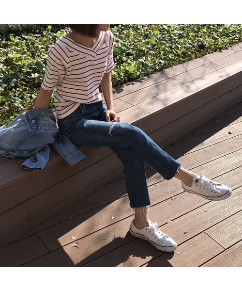 copine(コピン)の「【期間限定価格】2WAYシンプルボーダーVネックTシャツ(3color)【クリックポスト対象商品】(Tシャツ/カットソー・レディース・その他)」の3枚目の写真