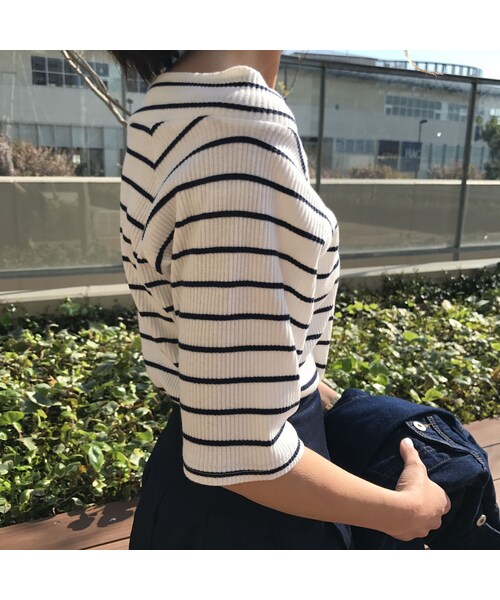 copine(コピン)の「【期間限定価格】2WAYシンプルボーダーVネックTシャツ(3color)【クリックポスト対象商品】(Tシャツ/カットソー・レディース・その他)」の12枚目の写真