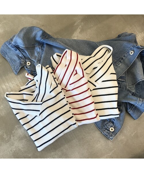 copine(コピン)の「【期間限定価格】2WAYシンプルボーダーVネックTシャツ(3color)【クリックポスト対象商品】(Tシャツ/カットソー・レディース・その他)」の14枚目の写真