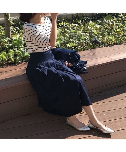 copine(コピン)の「【期間限定価格】2WAYシンプルボーダーVネックTシャツ(3color)【クリックポスト対象商品】(Tシャツ/カットソー・レディース・その他)」の10枚目の写真
