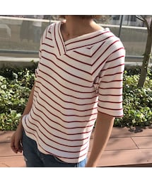 copine | 【期間限定価格】２WAYシンプルボーダーVネックTシャツ（3color）【クリックポスト対象商品】(Tシャツ/カットソー)