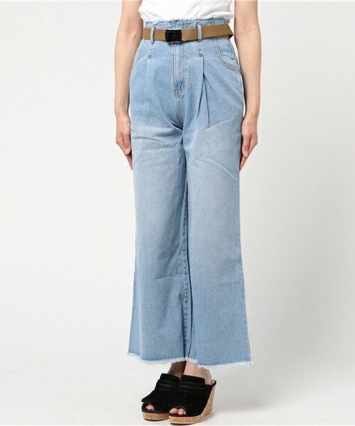 archives（アルシーヴ）の「ベルト付きフリンジデニムワイドパンツ（デニムパンツ・レディース・ブルー/ロイヤルブルー・MEDIUM）」の3枚目の写真