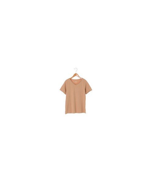 Green Parks(グリーンパークス)の「・VネックTシャツ(トップス・オフホワイト/杢グレー/ブラック/ピンク/ベージュ/イエロー/カーキ/ネイビー・M/L)」の4枚目の写真