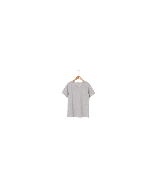 Green Parks(グリーンパークス)の「・VネックTシャツ(トップス・オフホワイト/杢グレー/ブラック/ピンク/ベージュ/イエロー/カーキ/ネイビー・M/L)」の3枚目の写真