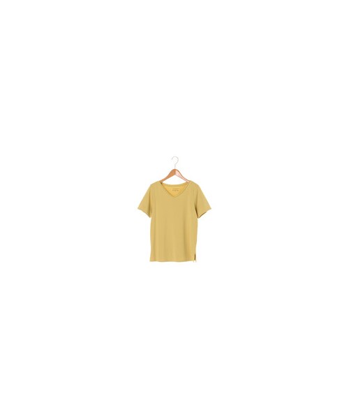 Green Parks(グリーンパークス)の「・VネックTシャツ(トップス・オフホワイト/杢グレー/ブラック/ピンク/ベージュ/イエロー/カーキ/ネイビー・M/L)」の6枚目の写真