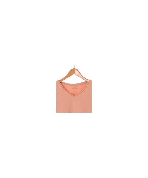 Green Parks(グリーンパークス)の「・VネックTシャツ(トップス・オフホワイト/杢グレー/ブラック/ピンク/ベージュ/イエロー/カーキ/ネイビー・M/L)」の11枚目の写真