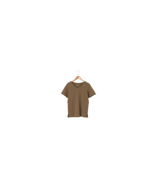 Green Parks(グリーンパークス)の「・VネックTシャツ(トップス・オフホワイト/杢グレー/ブラック/ピンク/ベージュ/イエロー/カーキ/ネイビー・M/L)」の5枚目の写真
