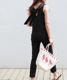 DHOLIC | バックタイスリーブレス&スリムスラックスパンツSET(アンサンブル)