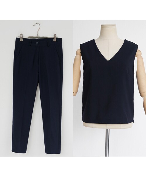 DHOLIC（ディーホリック）の「バックタイスリーブレス&スリムスラックスパンツSET（アンサンブル・レディース・FREE）」の3枚目の写真