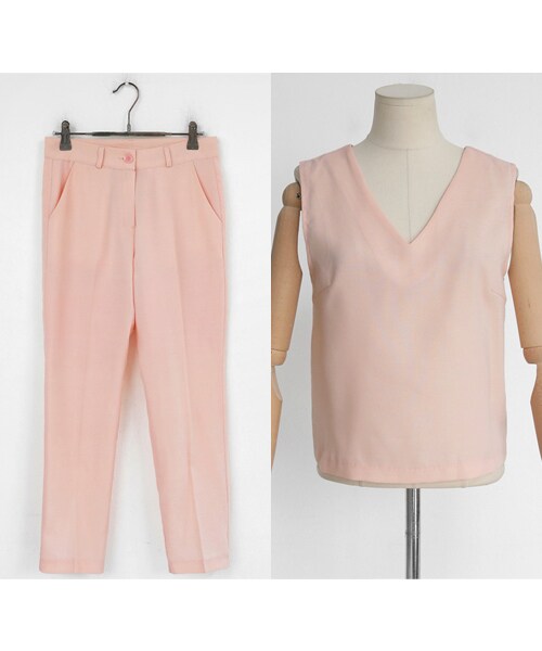 DHOLIC（ディーホリック）の「バックタイスリーブレス&スリムスラックスパンツSET（アンサンブル・レディース・FREE）」の2枚目の写真