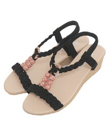 aimoha | ウッドビーズウェッジサンダル(サンダル)