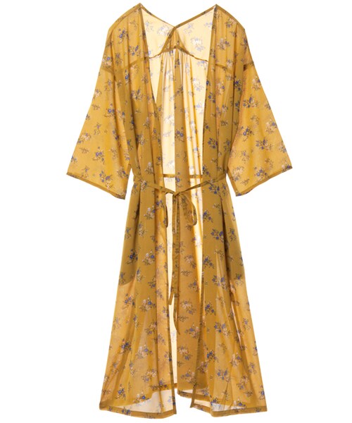 w closet(ダブルクローゼット)の「小花柄シフォンガウン(トップス・レディース・イエロー/Lブラウン・FREE)」の2枚目の写真
