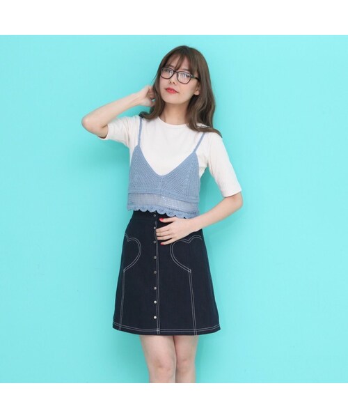 no brand（ノーブランド）の「手編み風 ピンストラップ ビスチェ