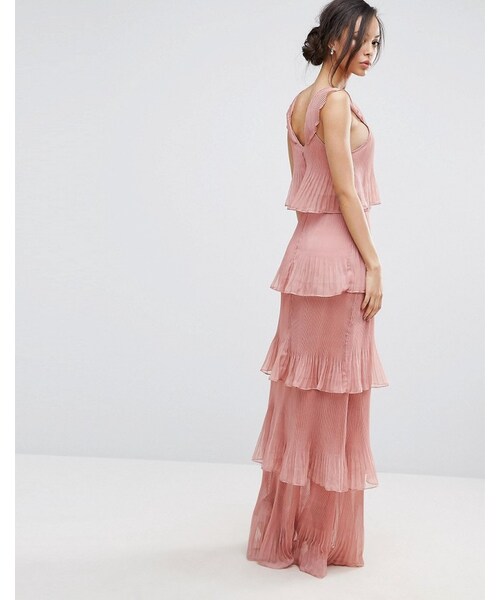 no brand（ノーブランド）の「True Decadence Tall Cami Strap Maxi Dress With Ruffle Layered Pleated Skirt（ワンピース・レディース・Rose・US 8/US 10）」の3枚目の写真